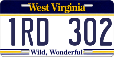 WV license plate 1RD302