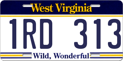WV license plate 1RD313