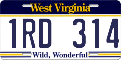 WV license plate 1RD314