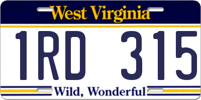 WV license plate 1RD315