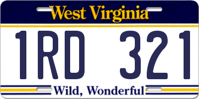 WV license plate 1RD321
