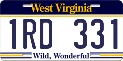 WV license plate 1RD331