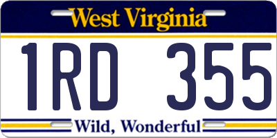 WV license plate 1RD355