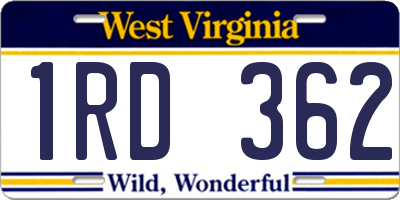 WV license plate 1RD362