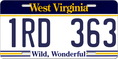 WV license plate 1RD363
