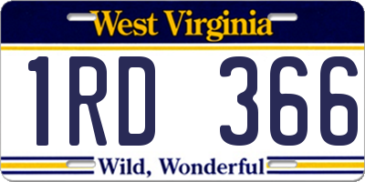 WV license plate 1RD366