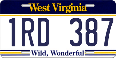 WV license plate 1RD387