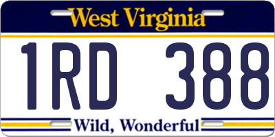 WV license plate 1RD388