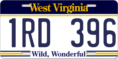 WV license plate 1RD396