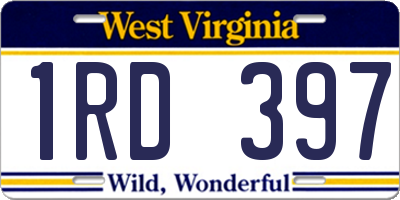 WV license plate 1RD397