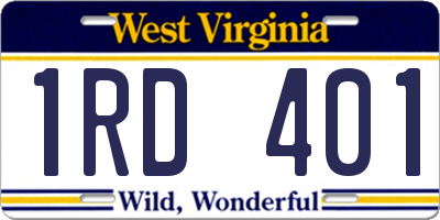 WV license plate 1RD401