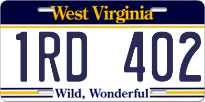 WV license plate 1RD402