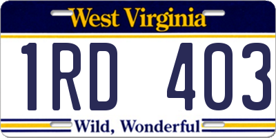 WV license plate 1RD403
