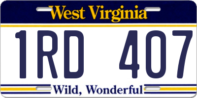 WV license plate 1RD407