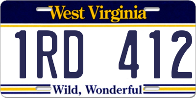 WV license plate 1RD412