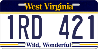 WV license plate 1RD421