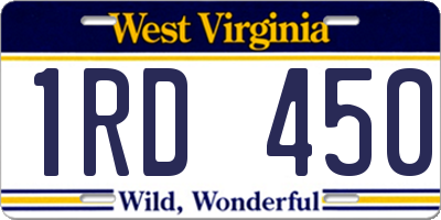 WV license plate 1RD450