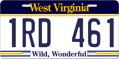 WV license plate 1RD461