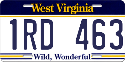 WV license plate 1RD463