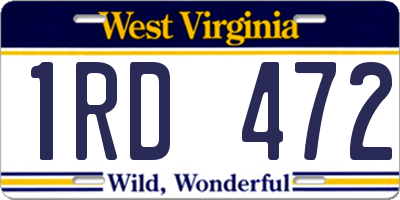 WV license plate 1RD472