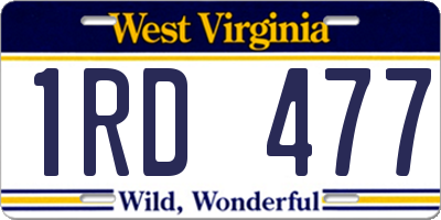WV license plate 1RD477