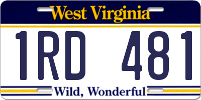 WV license plate 1RD481