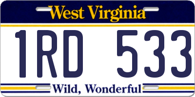 WV license plate 1RD533