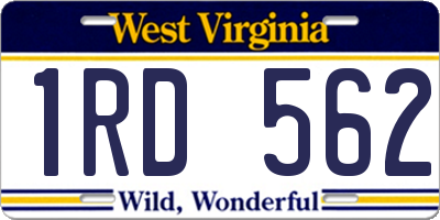 WV license plate 1RD562