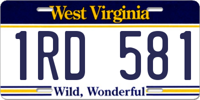 WV license plate 1RD581