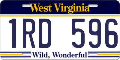 WV license plate 1RD596