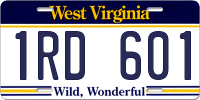 WV license plate 1RD601