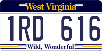 WV license plate 1RD616
