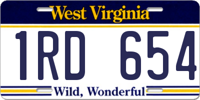 WV license plate 1RD654