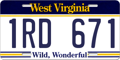 WV license plate 1RD671