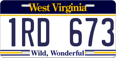 WV license plate 1RD673