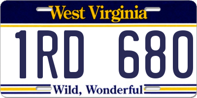 WV license plate 1RD680