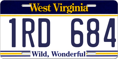 WV license plate 1RD684