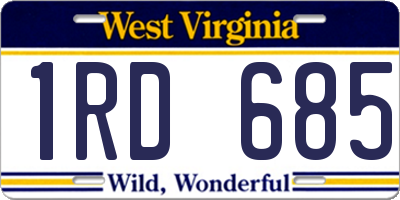 WV license plate 1RD685