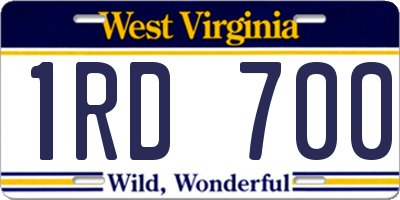 WV license plate 1RD700