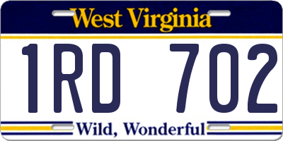 WV license plate 1RD702