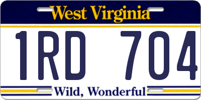 WV license plate 1RD704