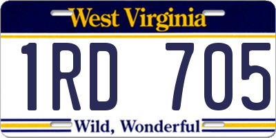WV license plate 1RD705