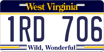WV license plate 1RD706