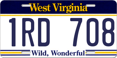 WV license plate 1RD708