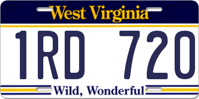 WV license plate 1RD720