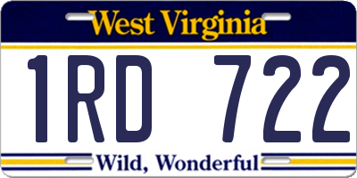 WV license plate 1RD722