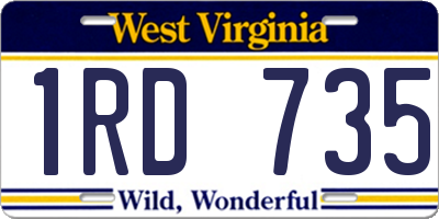WV license plate 1RD735