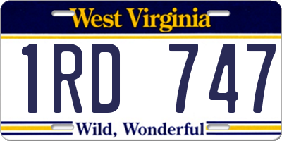 WV license plate 1RD747