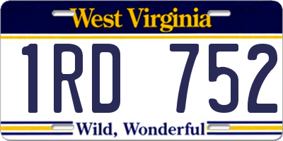 WV license plate 1RD752