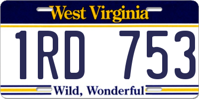 WV license plate 1RD753